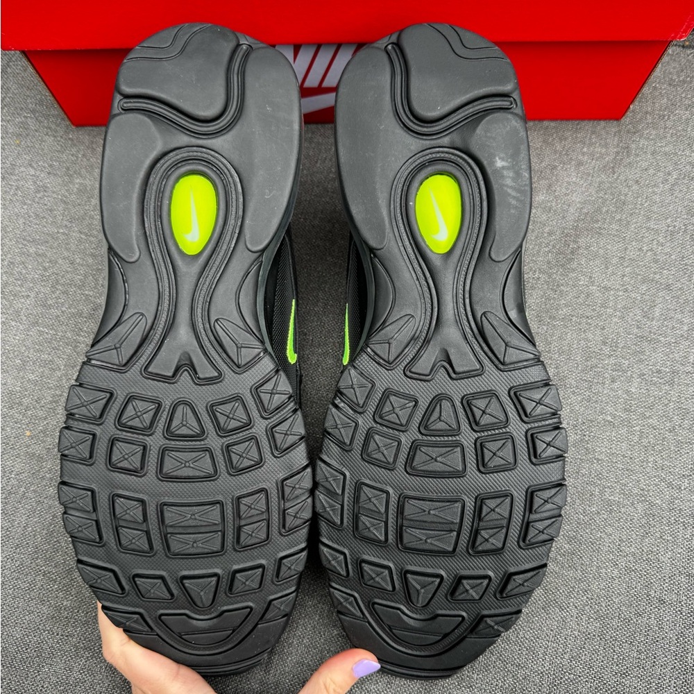 Nike Air Max 97 Sneakers - Gray, Black & Neon Yellow - Picture 5 of 7